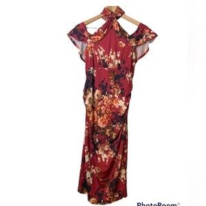 ASOS FLORAL HALTER ON OR OFF SHOULDER OPEN BACK MIDI DRESS. Size 6